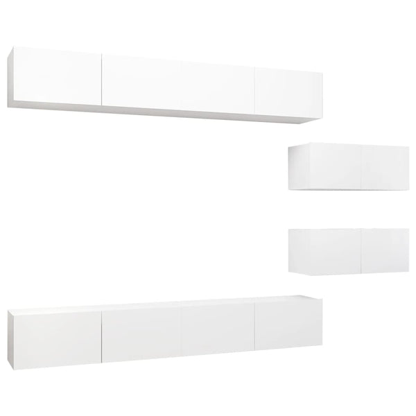 6-tlg. TV-Schrank-Set Weiß Holzwerkstoff