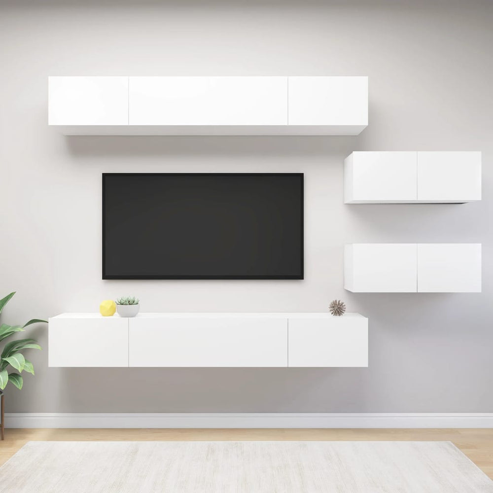vidaXL Ensemble de 6 meubles TV blanc en bois d'ingénierie