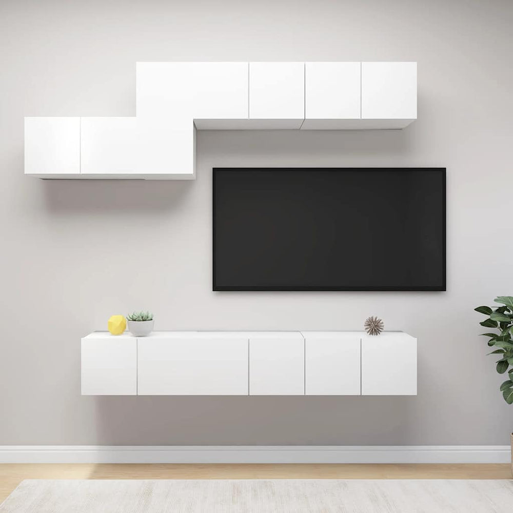 vidaXL Ensemble de 7 meubles TV blanc en bois d'ingénierie