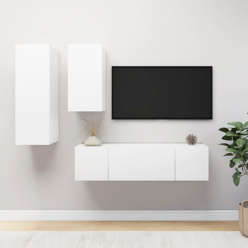 vidaXL Ensemble de 4 meubles TV Blanc Bois d'ingénierie