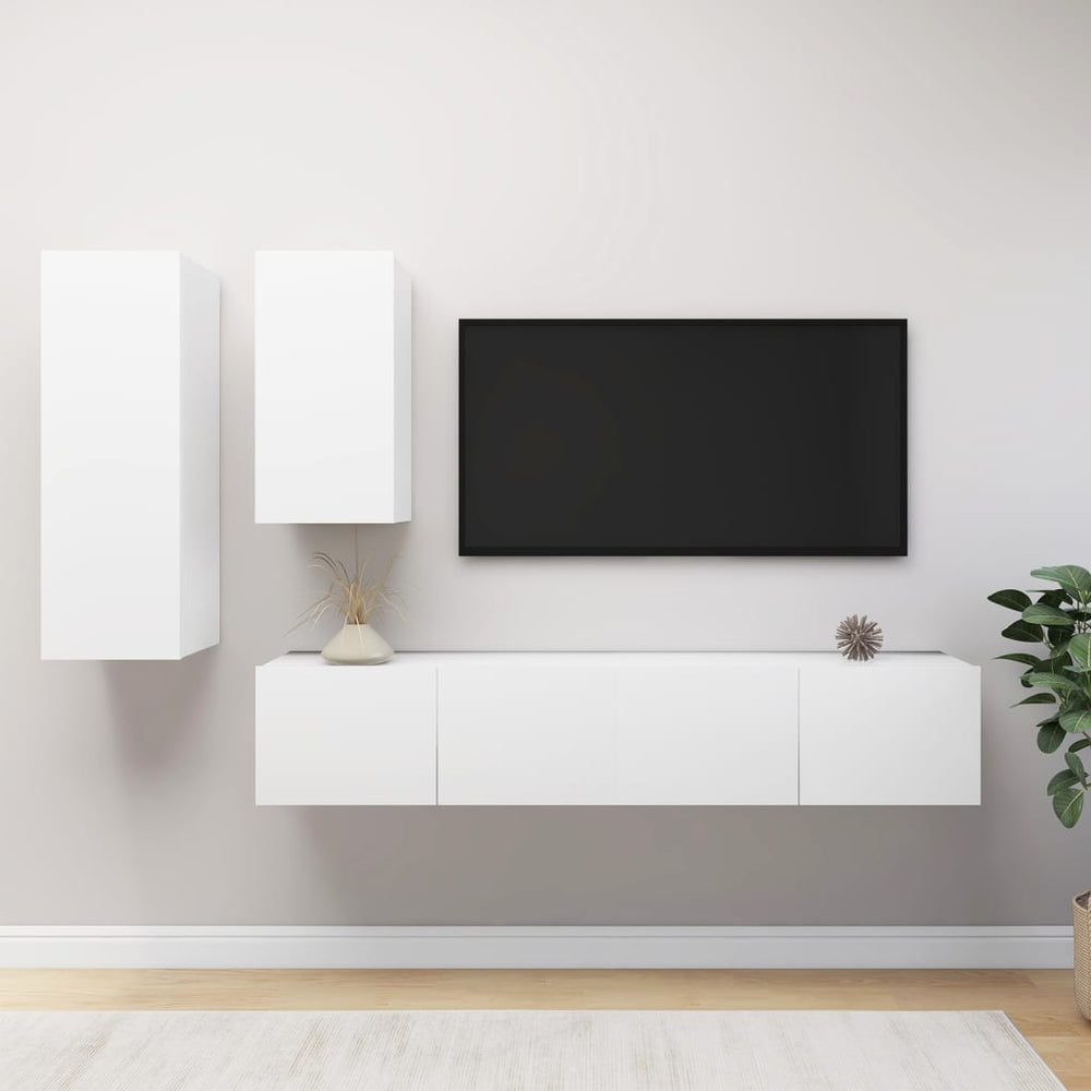 vidaXL Ensemble de 4 meubles TV Blanc Bois d'ingénierie