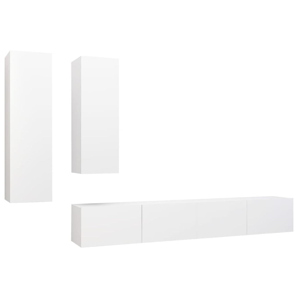 vidaXL Ensemble de 4 meubles TV Blanc Bois d'ingénierie