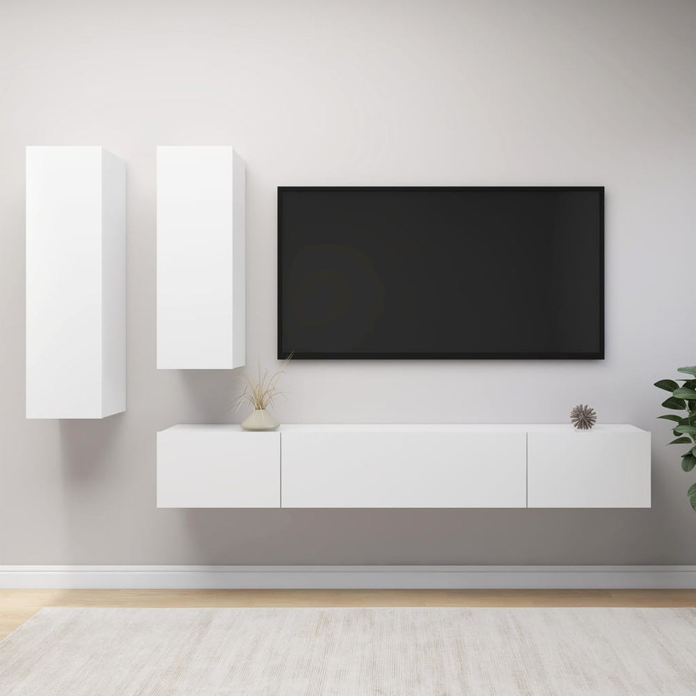 vidaXL Ensemble de 4 meubles TV Blanc Bois d'ingénierie