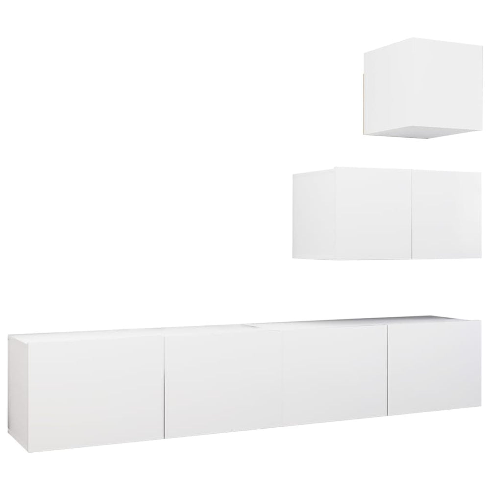 vidaXL Ensemble de 4 meubles TV Blanc Bois d'ingénierie