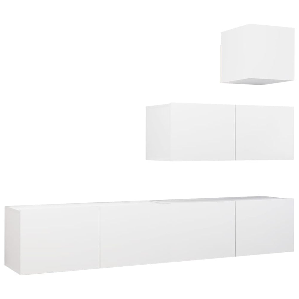 vidaXL Ensemble de 4 meubles TV Blanc Bois d'ingénierie