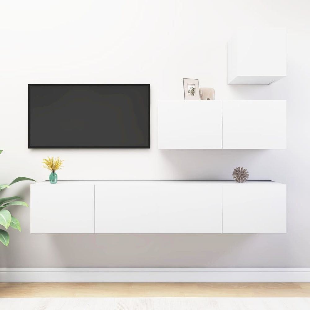 vidaXL Ensemble de 4 meubles TV Blanc Bois d'ingénierie