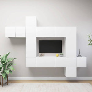 10-tlg. TV-Schrank-Set Weiß Holzwerkstoff