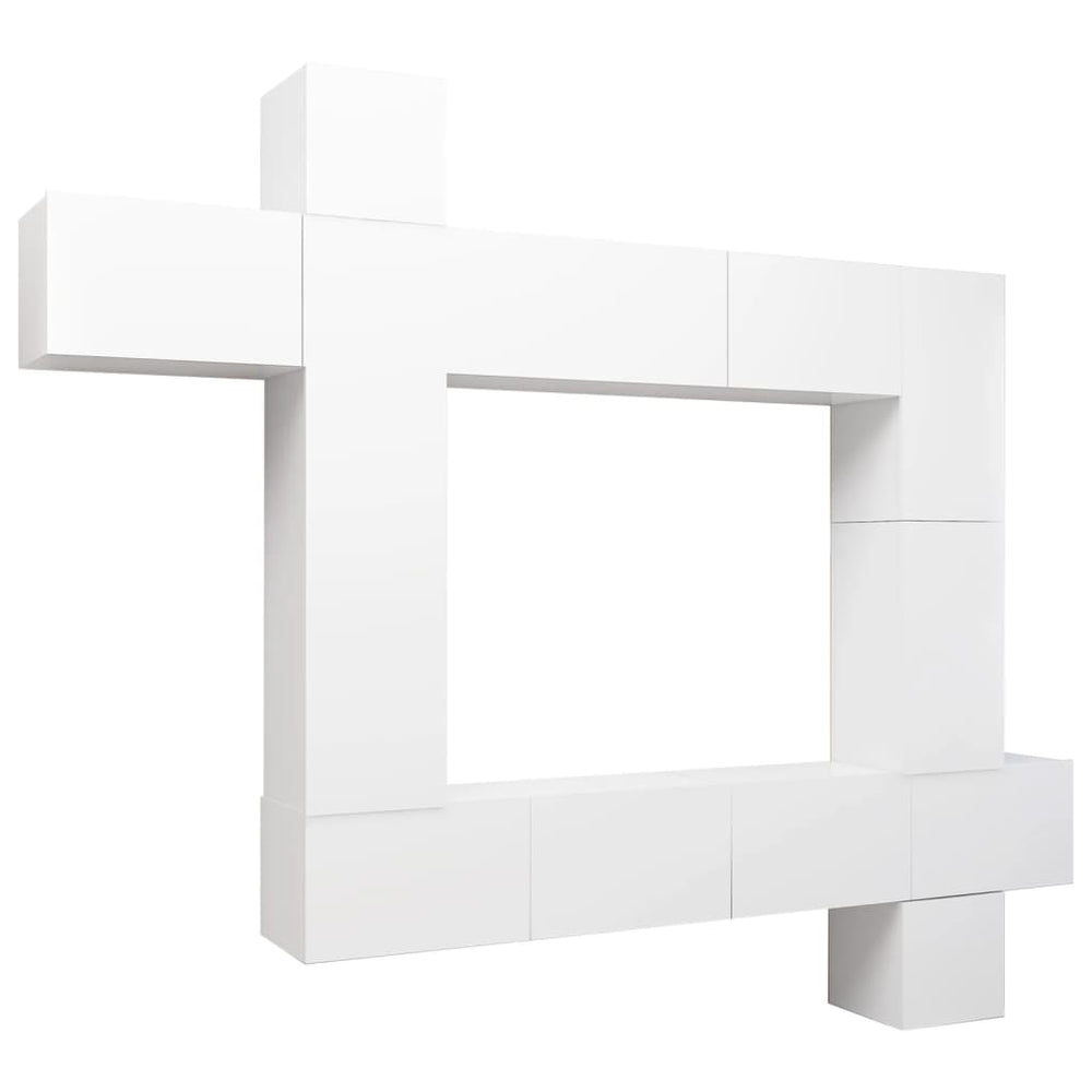 vidaXL Meuble TV, 9 pcs, Blanc, Bois d'ingénierie
