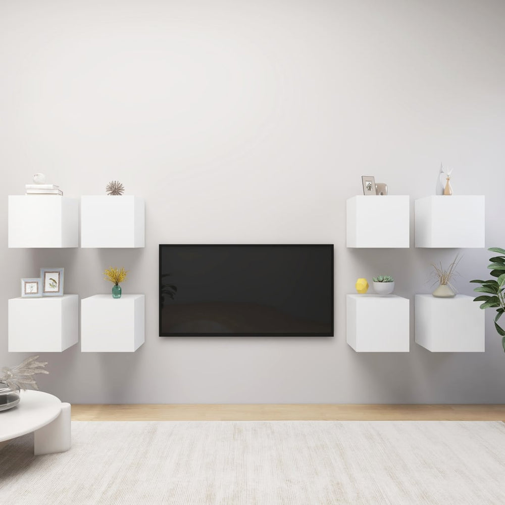 vidaXL Meubles TV muraux 8 pcs Blanc 30,5x30x30 cm