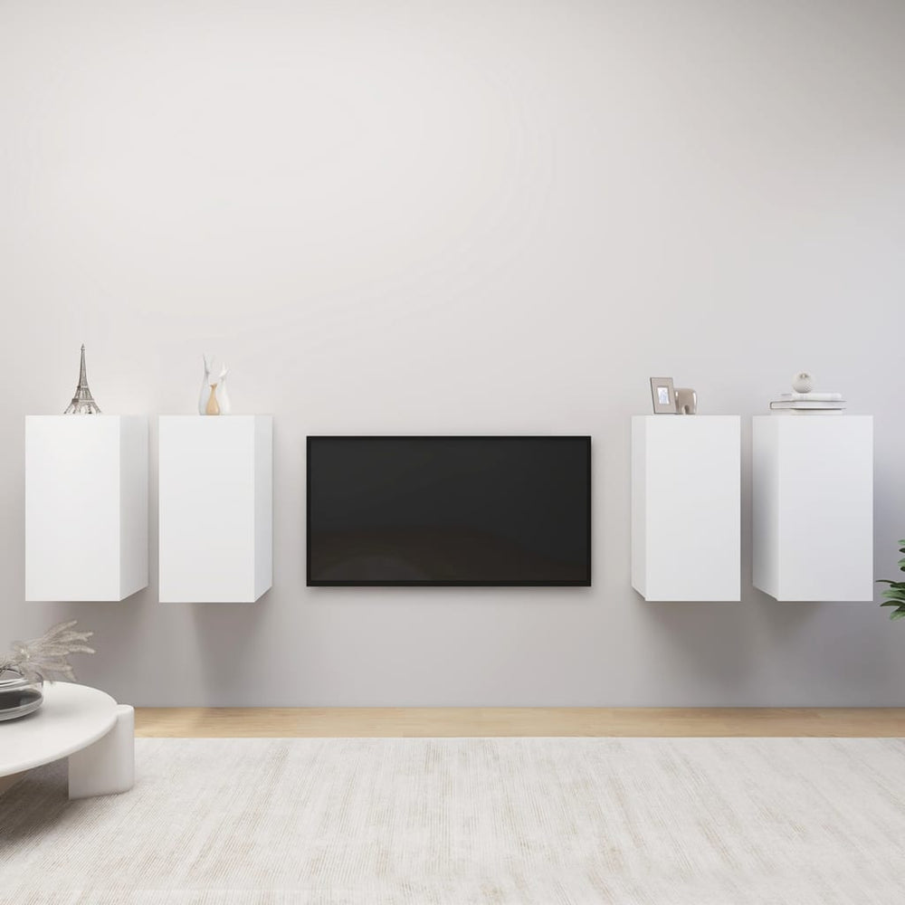 vidaXL Meubles TV 4 pcs Blanc 30,5x30x60 cm Aggloméré
