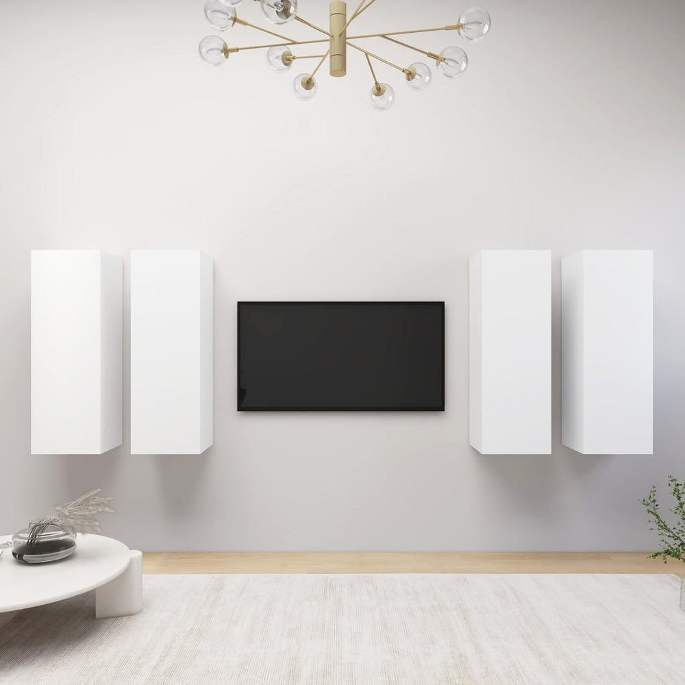 vidaXL Meubles TV 4 pcs Blanc 30,5x30x90 cm Bois d'ingénierie