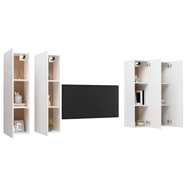 TV-Schränke 4 Stk. Weiß 30,5x30x110 cm Holzwerkstoff