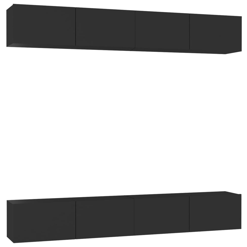 vidaXL Meubles TV 4 pcs Noir 100x30x30 cm Aggloméré