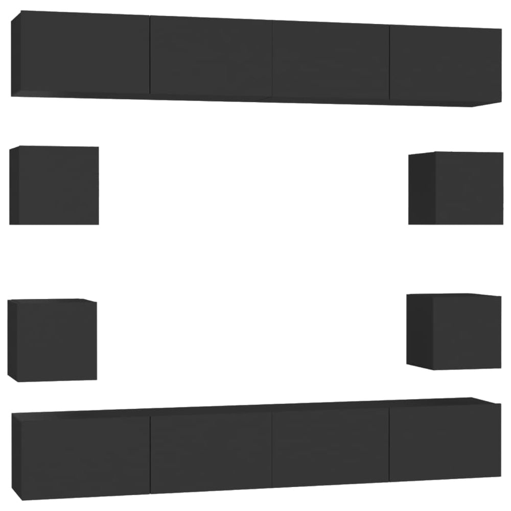 vidaXL Ensemble de meubles TV 8 pcs Noir Aggloméré