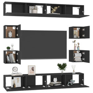 8-tlg. TV-Schrank-Set Schwarz Holzwerkstoff