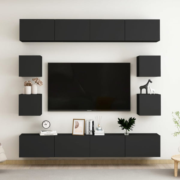 8-tlg. TV-Schrank-Set Schwarz Holzwerkstoff
