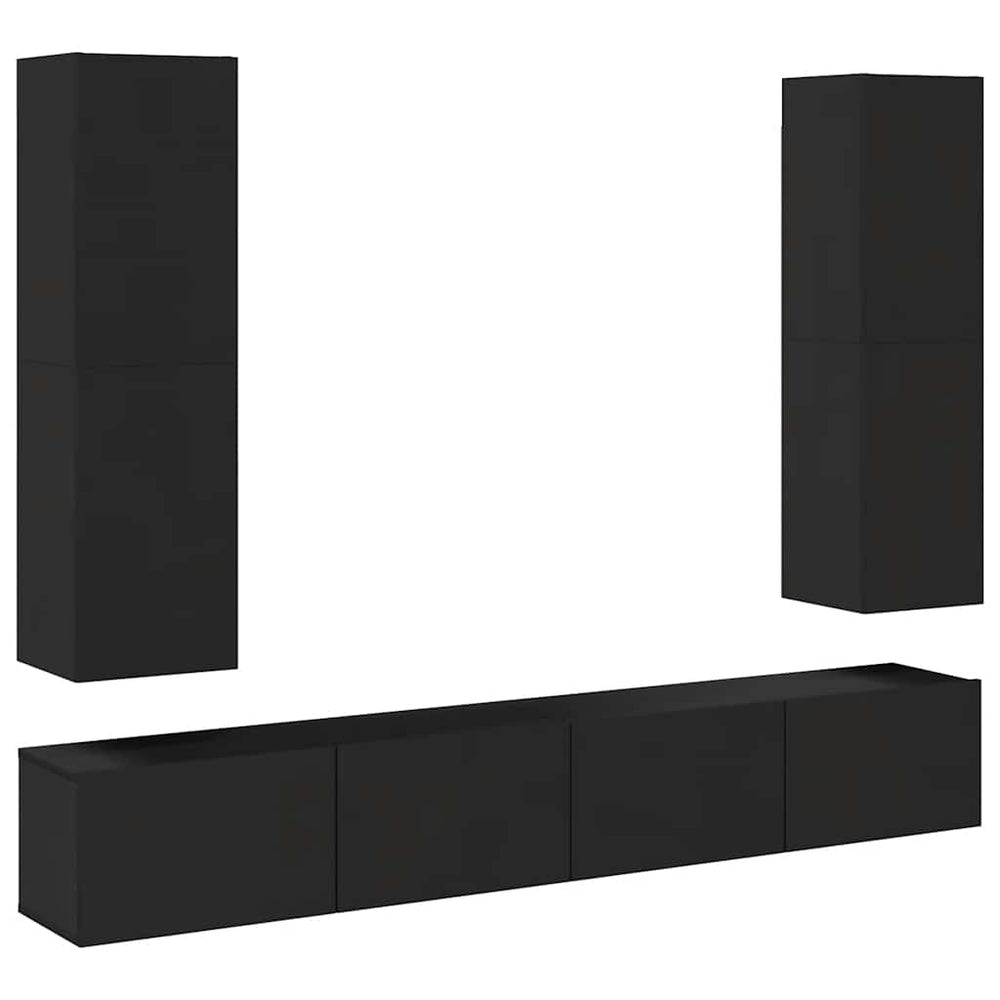 vidaXL Meuble TV, 4 pcs, Noir, Aggloméré