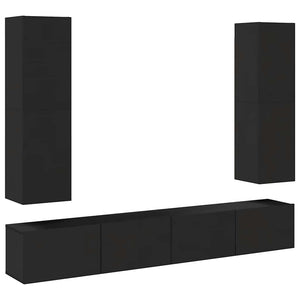 4-tlg. TV-Schrank-Set Schwarz Holzwerkstoff