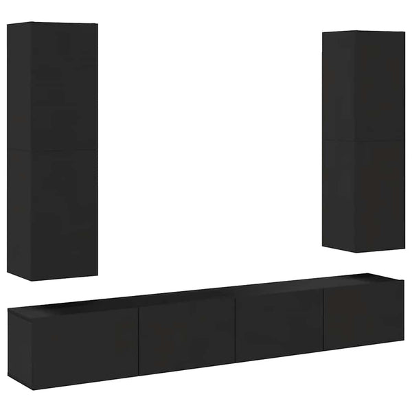 4-tlg. TV-Schrank-Set Schwarz Holzwerkstoff