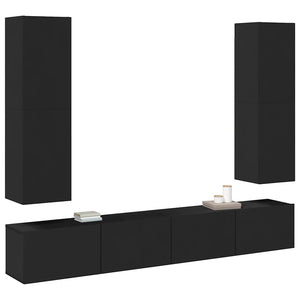 4-tlg. TV-Schrank-Set Schwarz Holzwerkstoff