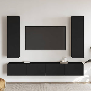4-tlg. TV-Schrank-Set Schwarz Holzwerkstoff