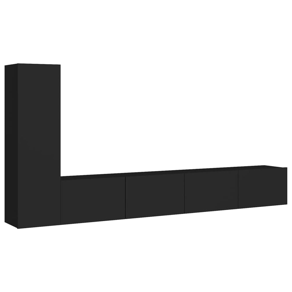 vidaXL Meuble TV 3 pcs Noir Bois d'ingénierie