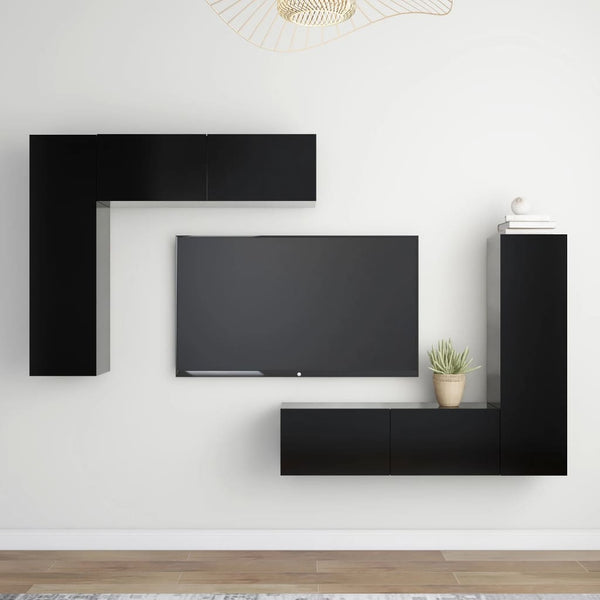 4-tlg. TV-Schrank-Set Schwarz Holzwerkstoff