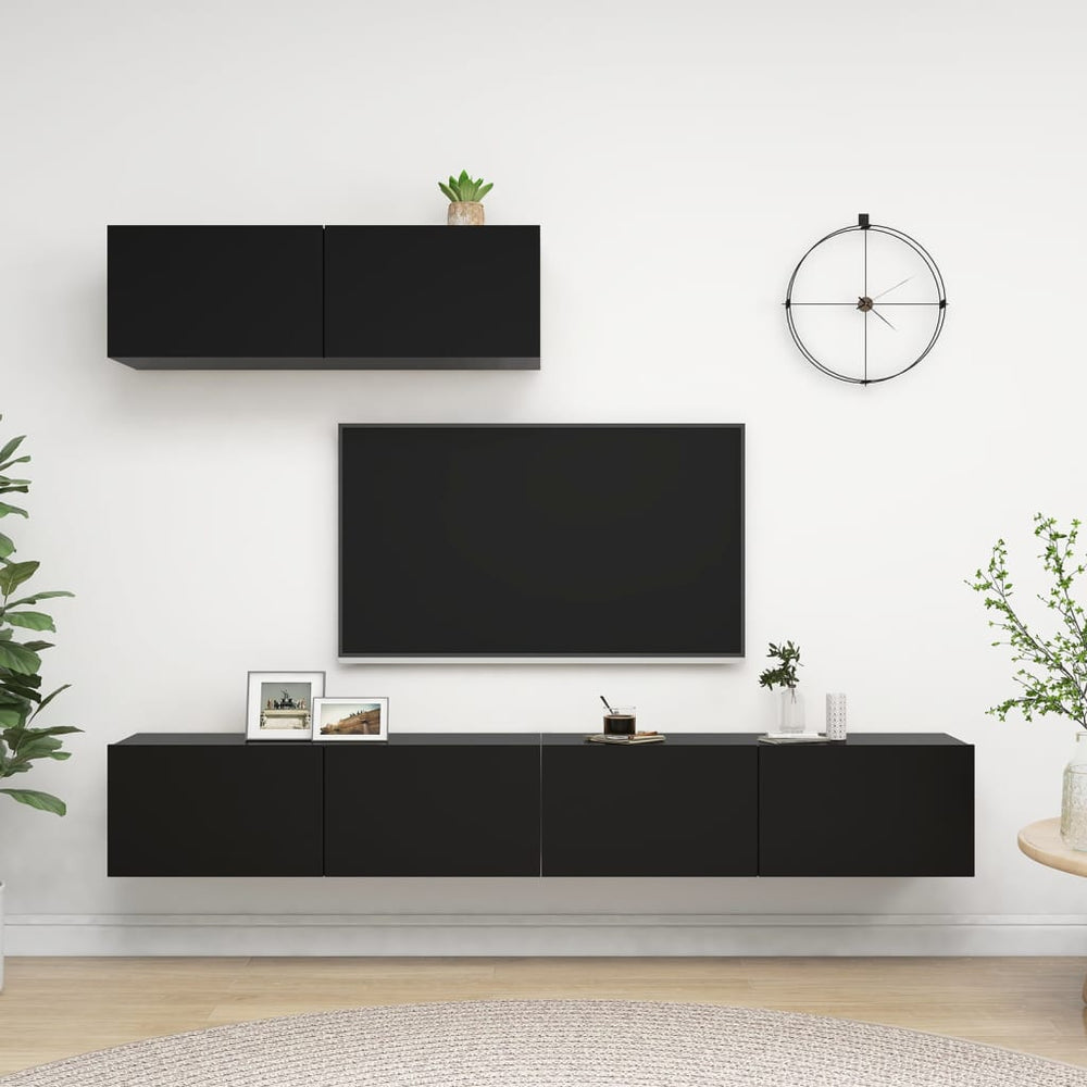 vidaXL Meubles TV 3 pcs Noir Aggloméré
