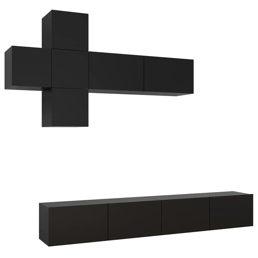 vidaXL Ensemble de 7 meubles TV noir en bois d'ingénierie