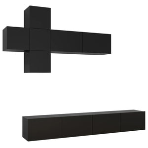 7-tlg. TV-Schrank-Set Schwarz Holzwerkstoff