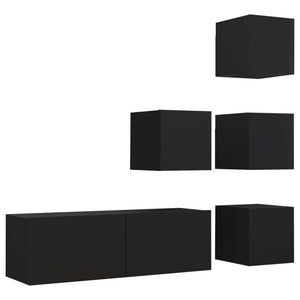 5-tlg. TV-Schrank-Set Schwarz Holzwerkstoff