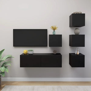 5-tlg. TV-Schrank-Set Schwarz Holzwerkstoff