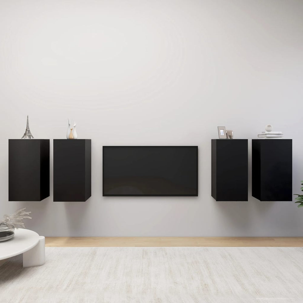 vidaXL Meubles TV 4 pcs Noir 30,5x30x60 cm Bois d'ingénierie
