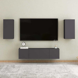 4-tlg. TV-Schrank-Set Grau Holzwerkstoff