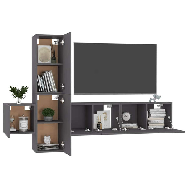 5-tlg. TV-Schrank-Set Grau Holzwerkstoff