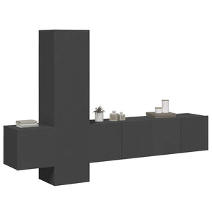 5-tlg. TV-Schrank-Set Grau Holzwerkstoff