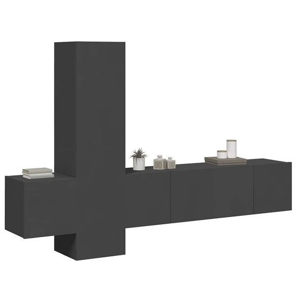 5-tlg. TV-Schrank-Set Grau Holzwerkstoff