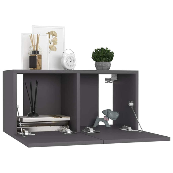 3-tlg. TV-Schrank-Set Grau Holzwerkstoff