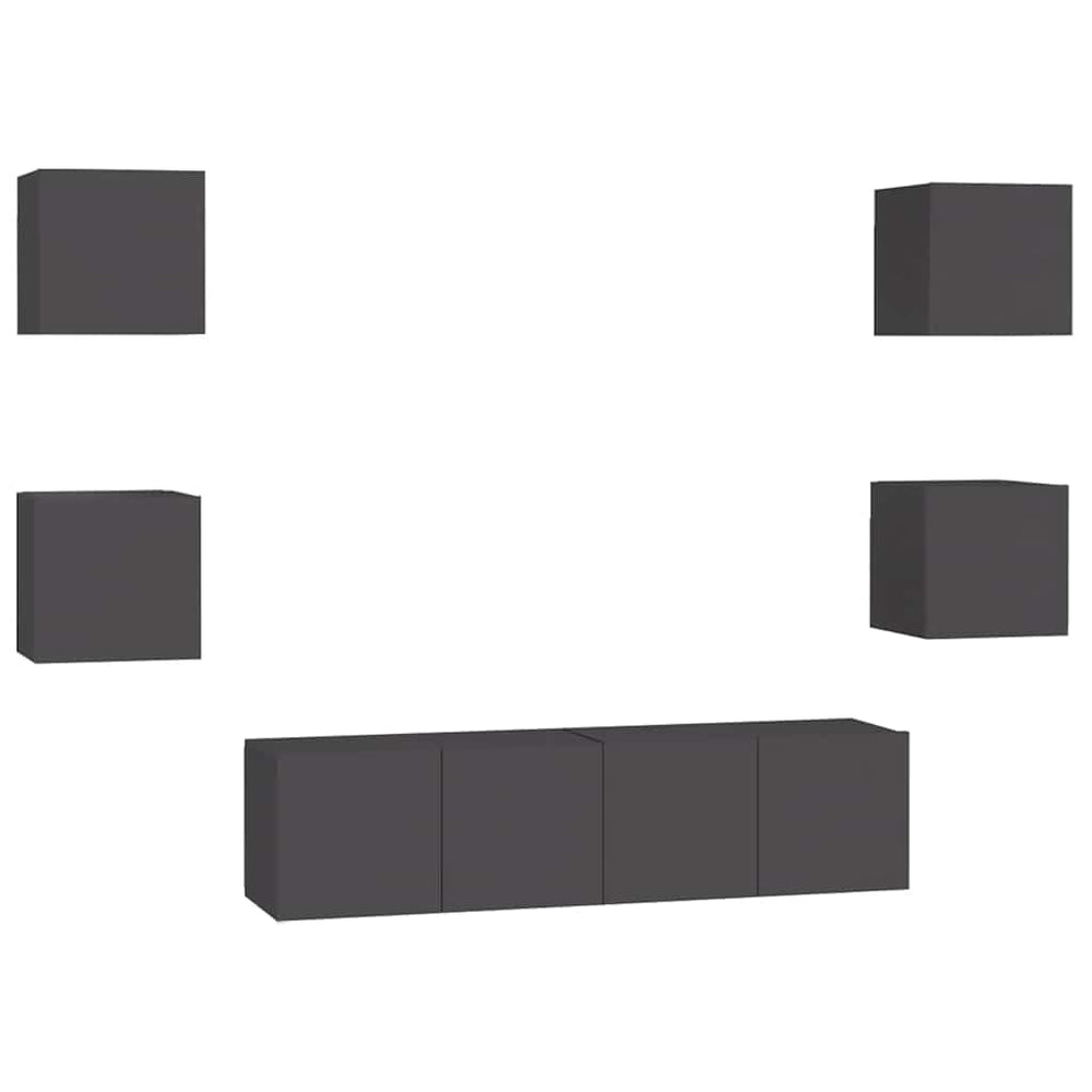 vidaXL Ensemble de meubles TV 6 pièces Gris Bois d'ingénierie