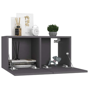 6-tlg. TV-Schrank-Set Grau Holzwerkstoff
