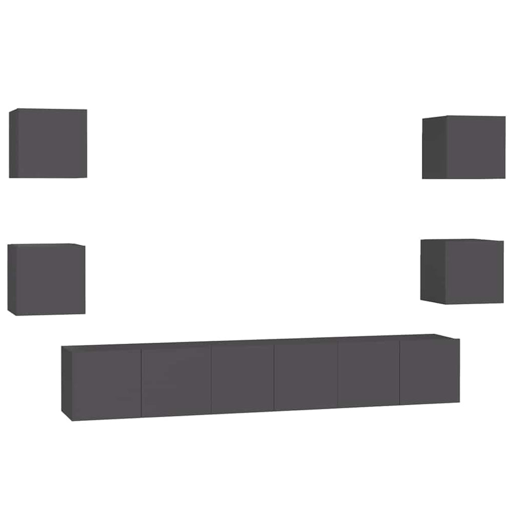 vidaXL Meuble TV, 7 pcs, aggloméré, gris