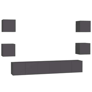 7-tlg. TV-Schrank-Set Grau Holzwerkstoff
