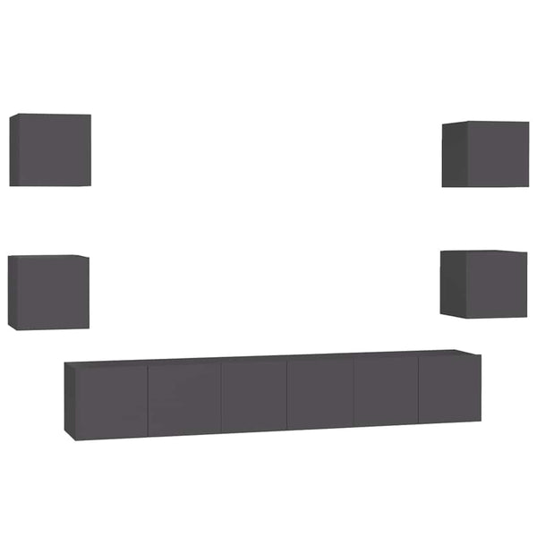 7-tlg. TV-Schrank-Set Grau Holzwerkstoff