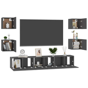 7-tlg. TV-Schrank-Set Grau Holzwerkstoff