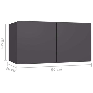 7-tlg. TV-Schrank-Set Grau Holzwerkstoff