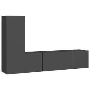 3-tlg. TV-Schrank-Set Grau Holzwerkstoff