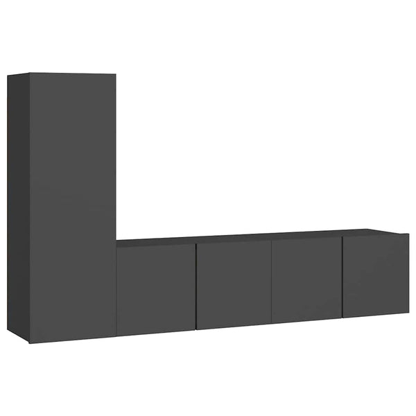3-tlg. TV-Schrank-Set Grau Holzwerkstoff