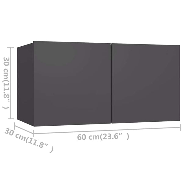 3-tlg. TV-Schrank-Set Grau Holzwerkstoff