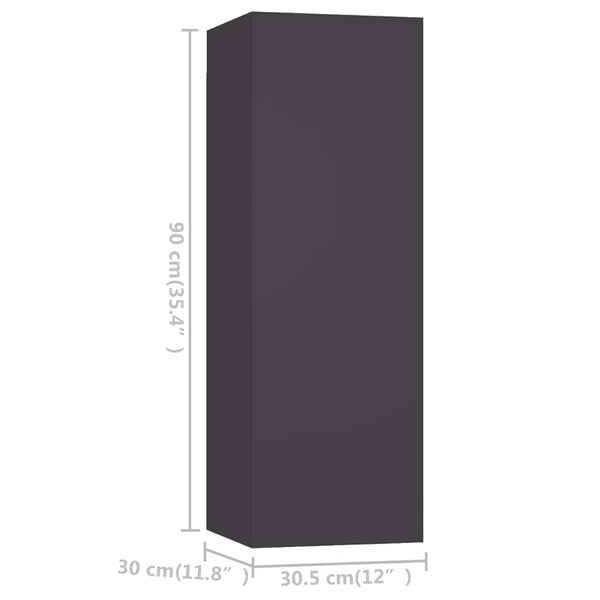 3-tlg. TV-Schrank-Set Grau Holzwerkstoff