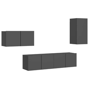 4-tlg. TV-Schrank-Set Grau Holzwerkstoff